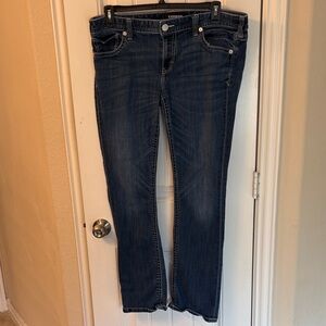 Express Women's Dark Blue Straight Leg Jeans